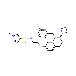 Cn1ccc(S(=O)(=O)NCCOc2ccc3c(c2)[C@H](Cc2cccc(F)c2)[C@@H](N2CCC2)CC3)c1 ZINC000142540099