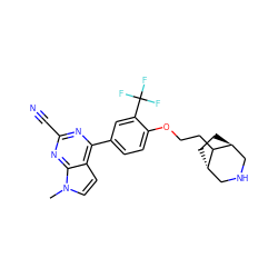 Cn1ccc2c(-c3ccc(OCCC4[C@H]5CC[C@H]4CNC5)c(C(F)(F)F)c3)nc(C#N)nc21 ZINC001772573088