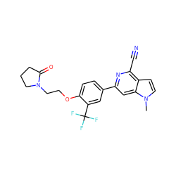 Cn1ccc2c(C#N)nc(-c3ccc(OCCN4CCCC4=O)c(C(F)(F)F)c3)cc21 ZINC000058512577