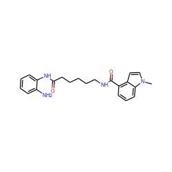 Cn1ccc2c(C(=O)NCCCCCC(=O)Nc3ccccc3N)cccc21 ZINC000117586585