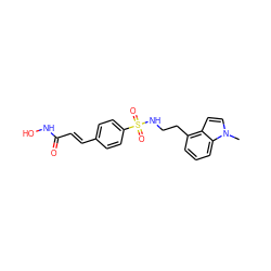 Cn1ccc2c(CCNS(=O)(=O)c3ccc(/C=C/C(=O)NO)cc3)cccc21 ZINC001772590267