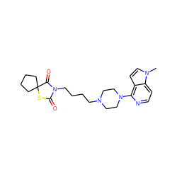 Cn1ccc2c(N3CCN(CCCCN4C(=O)SC5(CCCC5)C4=O)CC3)nccc21 ZINC000034186868