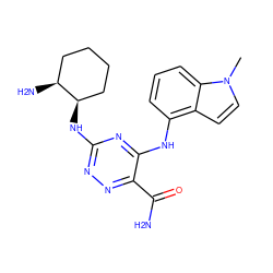 Cn1ccc2c(Nc3nc(N[C@@H]4CCCC[C@@H]4N)nnc3C(N)=O)cccc21 ZINC000204910548