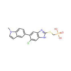 Cn1ccc2cc(-c3cc4nc(SCP(=O)(O)O)[nH]c4cc3Cl)ccc21 ZINC000068207113