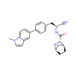 Cn1ccc2cc(-c3ccc(C[C@@H](C#N)NC(=O)[C@H]4N[C@@H]5CC[C@H]4C5)cc3)ccc21 ZINC000221932959