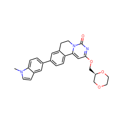 Cn1ccc2cc(-c3ccc4c(c3)CCn3c-4cc(OC[C@@H]4COCCO4)nc3=O)ccc21 ZINC000142989844