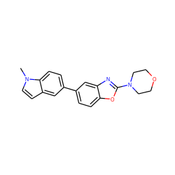 Cn1ccc2cc(-c3ccc4oc(N5CCOCC5)nc4c3)ccc21 ZINC000140569420