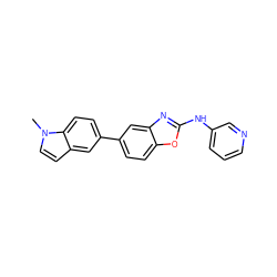 Cn1ccc2cc(-c3ccc4oc(Nc5cccnc5)nc4c3)ccc21 ZINC000140558582