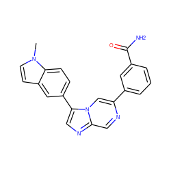 Cn1ccc2cc(-c3cnc4cnc(-c5cccc(C(N)=O)c5)cn34)ccc21 ZINC000653778405