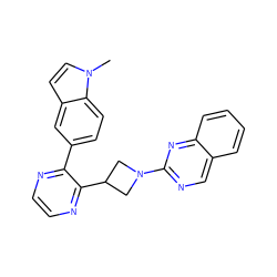 Cn1ccc2cc(-c3nccnc3C3CN(c4ncc5ccccc5n4)C3)ccc21 ZINC000140224731