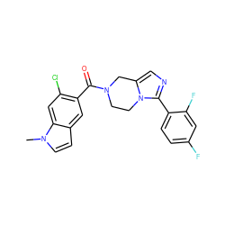 Cn1ccc2cc(C(=O)N3CCn4c(cnc4-c4ccc(F)cc4F)C3)c(Cl)cc21 ZINC000028708596