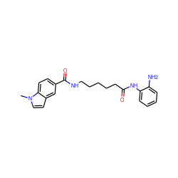 Cn1ccc2cc(C(=O)NCCCCCC(=O)Nc3ccccc3N)ccc21 ZINC000117587270