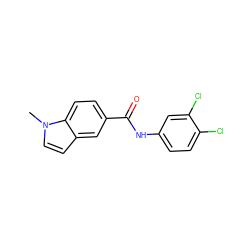 Cn1ccc2cc(C(=O)Nc3ccc(Cl)c(Cl)c3)ccc21 ZINC000147412695