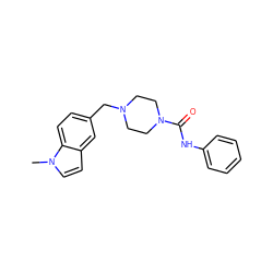 Cn1ccc2cc(CN3CCN(C(=O)Nc4ccccc4)CC3)ccc21 ZINC000038278717