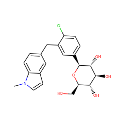 Cn1ccc2cc(Cc3cc([C@@H]4O[C@H](CO)[C@@H](O)[C@H](O)[C@H]4O)ccc3Cl)ccc21 ZINC000142233238