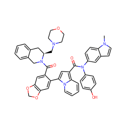 Cn1ccc2cc(N(C(=O)c3cc(-c4cc5c(cc4C(=O)N4Cc6ccccc6C[C@H]4CN4CCOCC4)OCO5)n4ccccc34)c3ccc(O)cc3)ccc21 ZINC001772629740