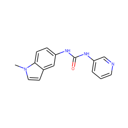 Cn1ccc2cc(NC(=O)Nc3cccnc3)ccc21 ZINC000000005475