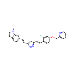 Cn1ccc2ccc(/C=C/c3cc(/C=C/c4ccc(OCc5ccccn5)cc4F)n[nH]3)cc21 ZINC001772649826