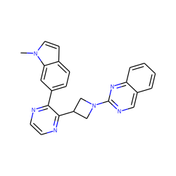 Cn1ccc2ccc(-c3nccnc3C3CN(c4ncc5ccccc5n4)C3)cc21 ZINC000140202596