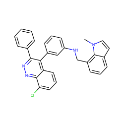 Cn1ccc2cccc(CNc3cccc(-c4c(-c5ccccc5)nnc5c(Cl)cccc45)c3)c21 ZINC000036485906