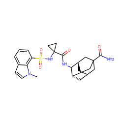 Cn1ccc2cccc(S(=O)(=O)NC3(C(=O)NC4[C@H]5CC6C[C@H]4CC(C(N)=O)(C6)C5)CC3)c21 ZINC001772655505