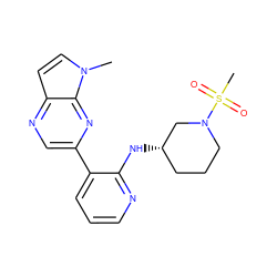 Cn1ccc2ncc(-c3cccnc3N[C@H]3CCCN(S(C)(=O)=O)C3)nc21 ZINC000169700176