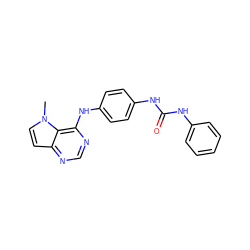 Cn1ccc2ncnc(Nc3ccc(NC(=O)Nc4ccccc4)cc3)c21 ZINC000064416769