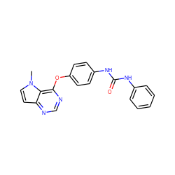 Cn1ccc2ncnc(Oc3ccc(NC(=O)Nc4ccccc4)cc3)c21 ZINC000064245767