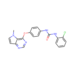 Cn1ccc2ncnc(Oc3ccc(NC(=O)Nc4ccccc4Cl)cc3)c21 ZINC000064490571