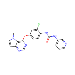 Cn1ccc2ncnc(Oc3ccc(NC(=O)Nc4cccnc4)c(Cl)c3)c21 ZINC000064446709