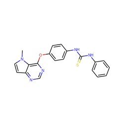 Cn1ccc2ncnc(Oc3ccc(NC(=S)Nc4ccccc4)cc3)c21 ZINC000064437003