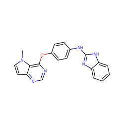 Cn1ccc2ncnc(Oc3ccc(Nc4nc5ccccc5[nH]4)cc3)c21 ZINC000064437004