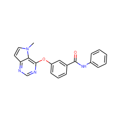 Cn1ccc2ncnc(Oc3cccc(C(=O)Nc4ccccc4)c3)c21 ZINC000064453556