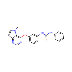 Cn1ccc2ncnc(Oc3cccc(NC(=O)Nc4ccccc4)c3)c21 ZINC000064416723