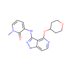 Cn1cccc(Nc2n[nH]c3ccnc(OC4CCOCC4)c23)c1=O ZINC000146839087