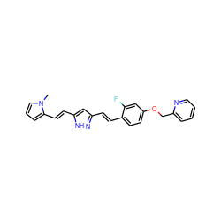 Cn1cccc1/C=C/c1cc(/C=C/c2ccc(OCc3ccccn3)cc2F)n[nH]1 ZINC000208971693