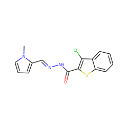 Cn1cccc1/C=N/NC(=O)c1sc2ccccc2c1Cl ZINC000000434762