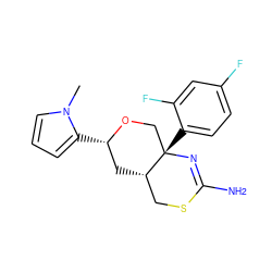 Cn1cccc1[C@H]1C[C@H]2CSC(N)=N[C@@]2(c2ccc(F)cc2F)CO1 ZINC000146171891