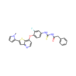 Cn1cccc1-c1cc2nccc(Oc3ccc(NC(=S)NC(=O)Cc4ccccc4)cc3F)c2s1 ZINC000029043388