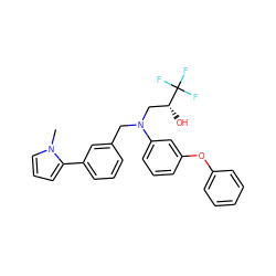 Cn1cccc1-c1cccc(CN(C[C@@H](O)C(F)(F)F)c2cccc(Oc3ccccc3)c2)c1 ZINC000029392958