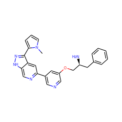Cn1cccc1-c1n[nH]c2cnc(-c3cncc(OC[C@@H](N)Cc4ccccc4)c3)cc12 ZINC000014962202