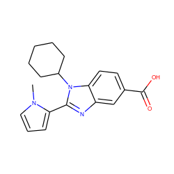 Cn1cccc1-c1nc2cc(C(=O)O)ccc2n1C1CCCCC1 ZINC000013588427