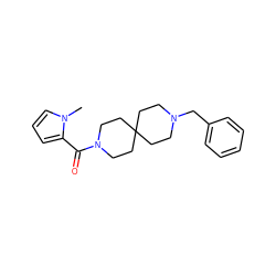 Cn1cccc1C(=O)N1CCC2(CCN(Cc3ccccc3)CC2)CC1 ZINC000004238173