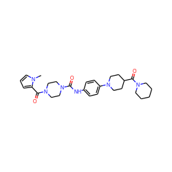 Cn1cccc1C(=O)N1CCN(C(=O)Nc2ccc(N3CCC(C(=O)N4CCCCC4)CC3)cc2)CC1 ZINC000112968648