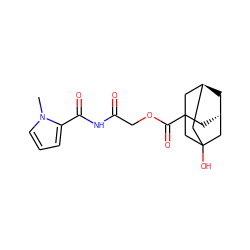 Cn1cccc1C(=O)NC(=O)COC(=O)C12C[C@H]3C[C@@H](CC(O)(C3)C1)C2 ZINC000100518737