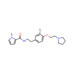 Cn1cccc1C(=O)NCCc1ccc(OCCN2CCCC2)c(Br)c1 ZINC000043122006