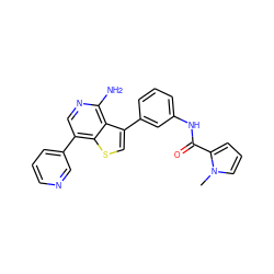 Cn1cccc1C(=O)Nc1cccc(-c2csc3c(-c4cccnc4)cnc(N)c23)c1 ZINC000095593368