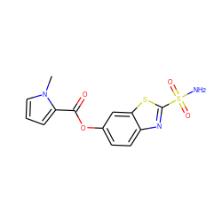 Cn1cccc1C(=O)Oc1ccc2nc(S(N)(=O)=O)sc2c1 ZINC000026502499