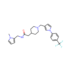 Cn1cccc1CNC(=O)CC1CCN(Cc2ccn(-c3ccc(C(F)(F)F)cc3)c2)CC1 ZINC000035902686