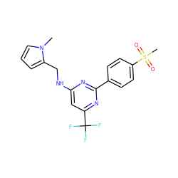 Cn1cccc1CNc1cc(C(F)(F)F)nc(-c2ccc(S(C)(=O)=O)cc2)n1 ZINC000029132121